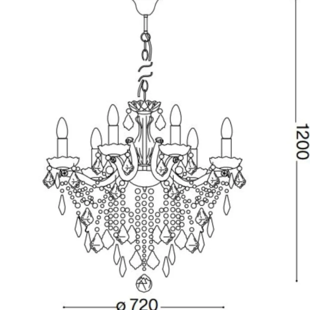 Lampadari Moderni-Ideal Lux Florian sp12 lampadario di cristallo 12 bracci metallo oro