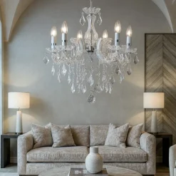 Lampadari Moderni-Ideal Lux Florian sp6 lampadario di cristallo 6 bracci trasparente
