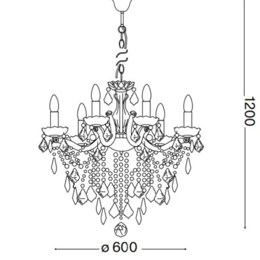 Lampadari Moderni-Ideal Lux Florian sp6 lampadario di cristallo 6 bracci trasparente