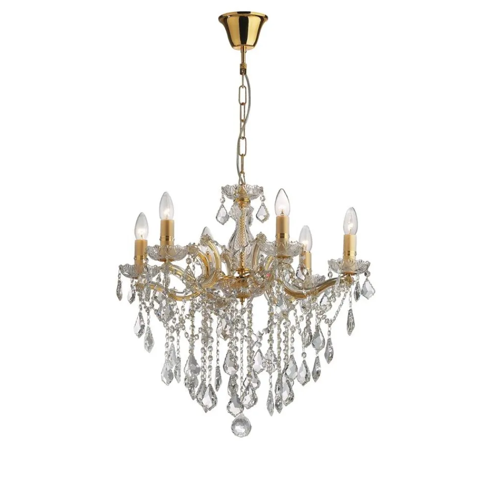 Lampadari Moderni-Ideal Lux Florian sp6 lampadario di cristallo a goccia oro
