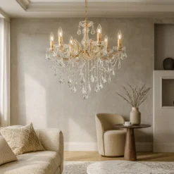Lampadari Moderni-Ideal Lux Florian sp6 lampadario di cristallo a goccia oro