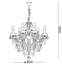 Lampadari Moderni-Ideal Lux Florian sp6 lampadario di cristallo a goccia oro