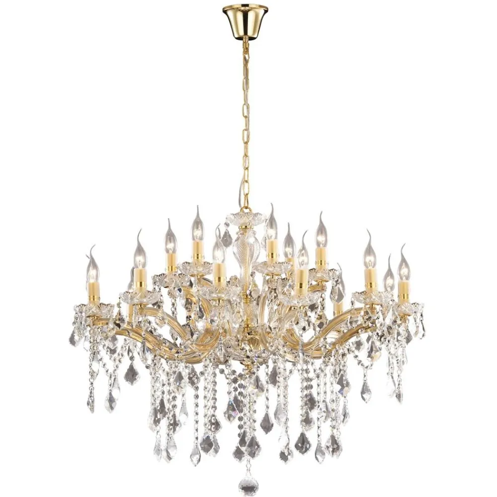 Lampadari Moderni-Ideal Lux Florian sp18 lampadario oro 18 luci pendenti goccia