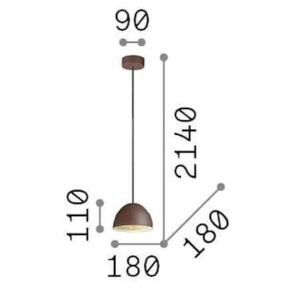 Lampade A Sospensione-Ideal Lux Folk sp1 d18 lampada a sospensione corten marrone per isola penisola cucina