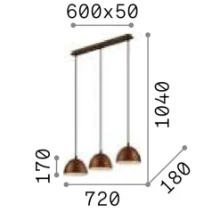 Lampadari Cucina-Ideal Lux Folk sp3 lampadario a tre luci per cucina coffee