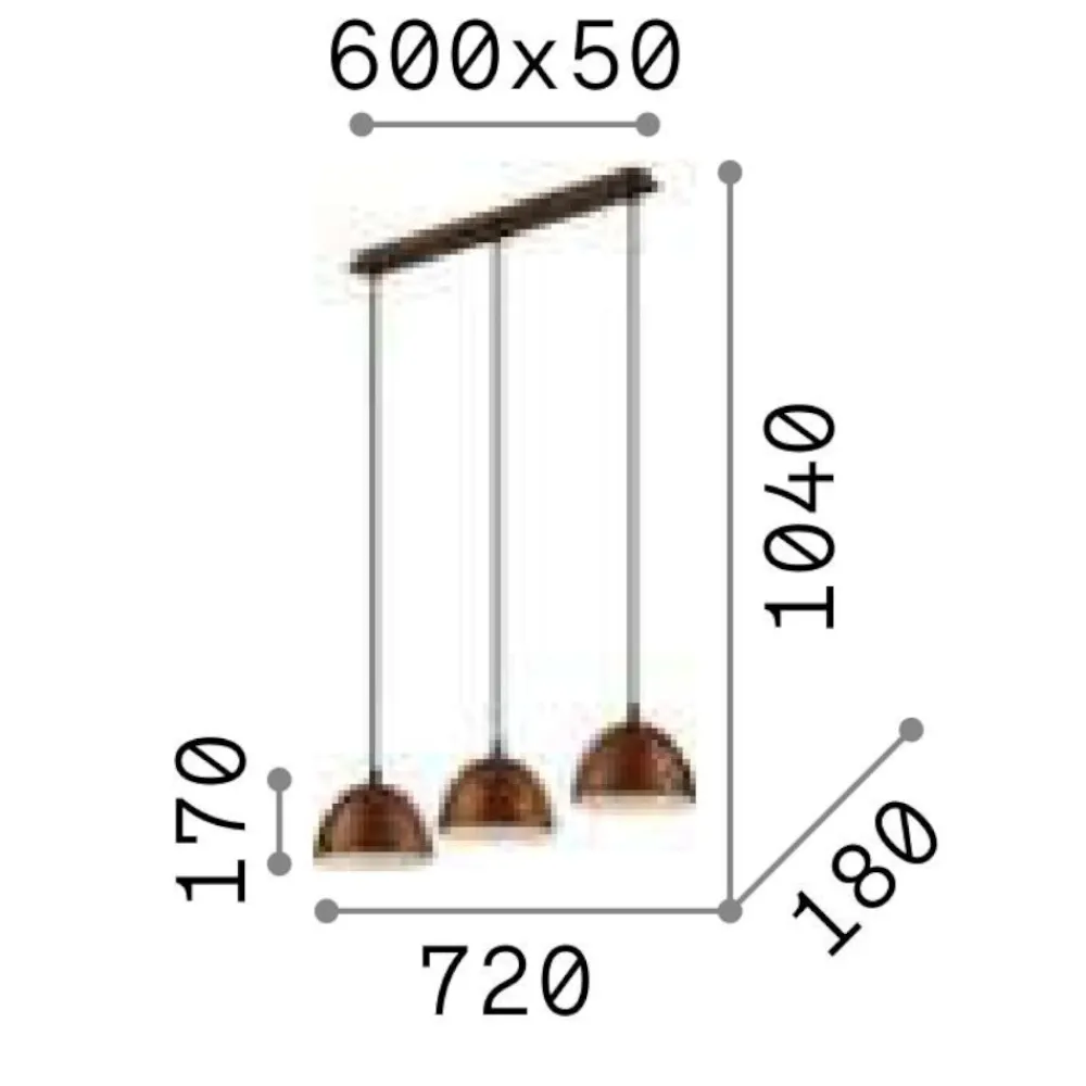 Lampadari Cucina-Ideal Lux Folk sp3 lampadario a tre luci per cucina coffee