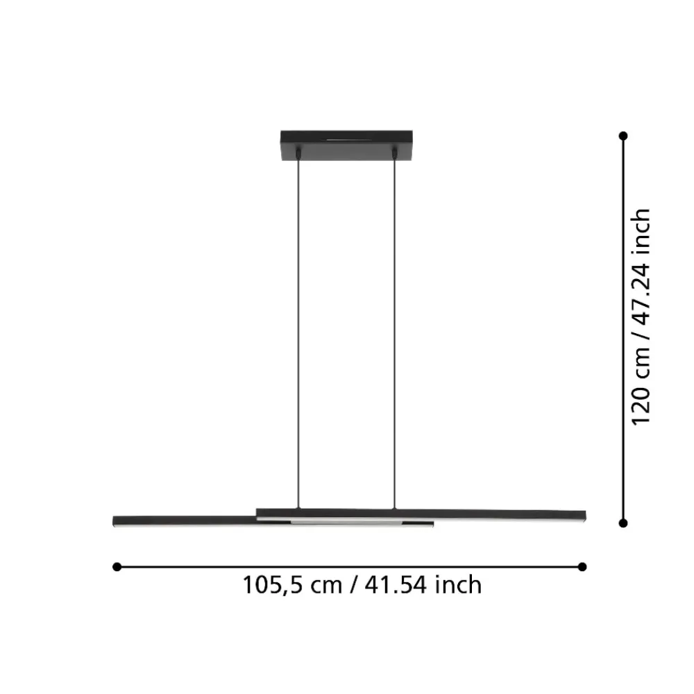 Lampadari Cucina-Eglo Fraioli z lampadario per cucina colore nero led rgb 2700k a 6500k