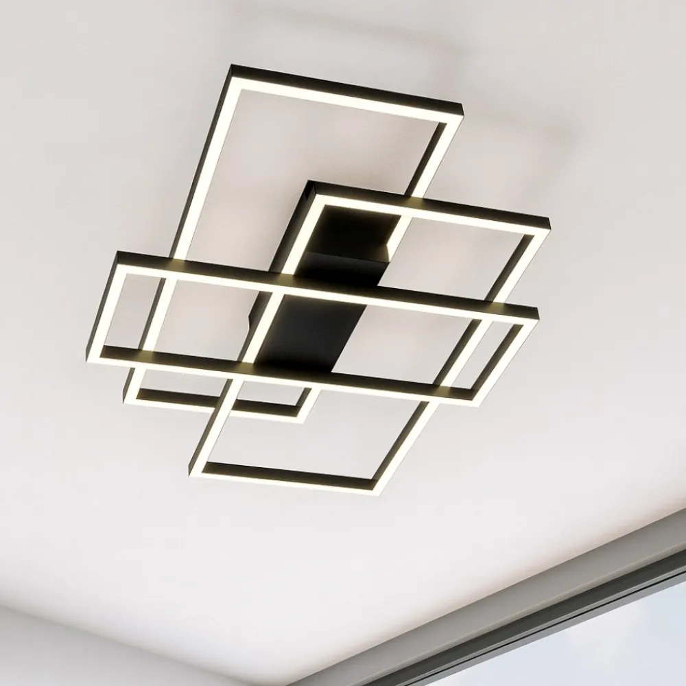Plafoniere Moderne-Ideal Lux Frame pl rettangolo plafoniera a led 31w 3000k moderna nera