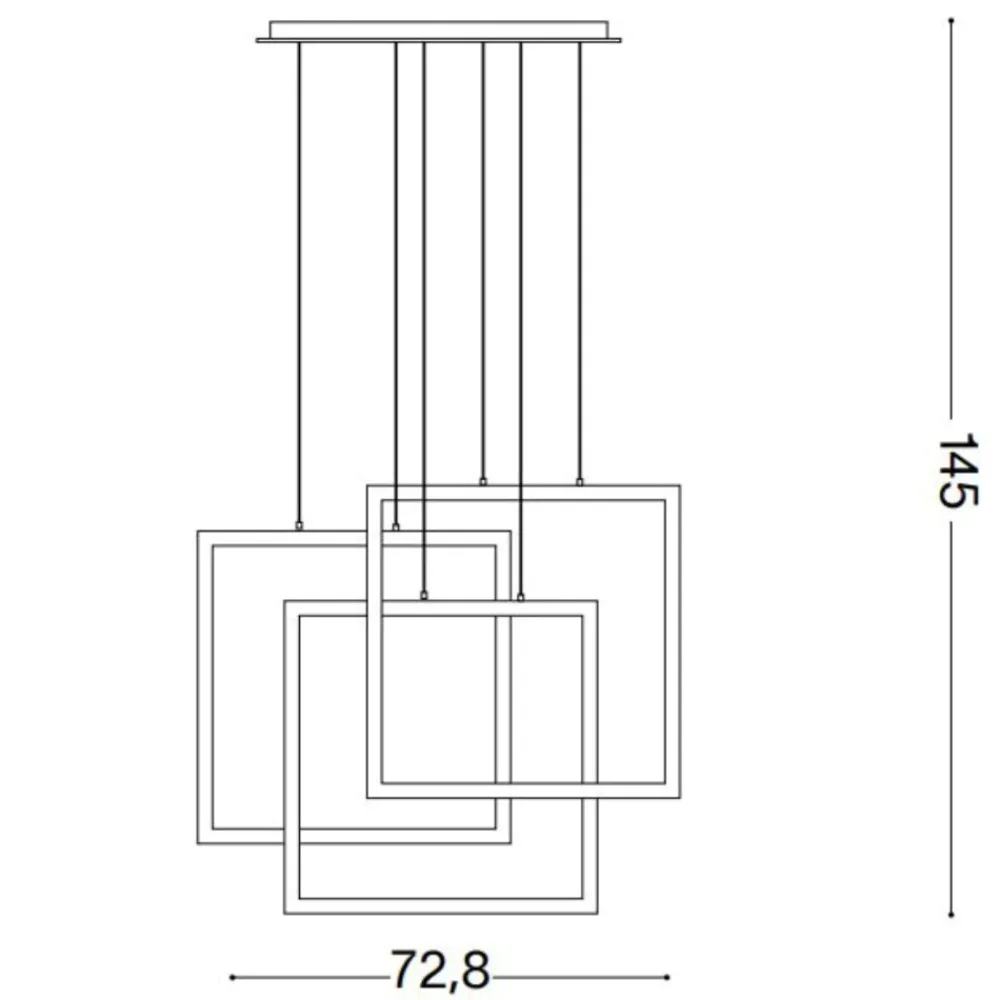 Lampadari Moderni-Ideal Lux Frame sp quadrato lampadario nero per soggiorno led 80w 3000k
