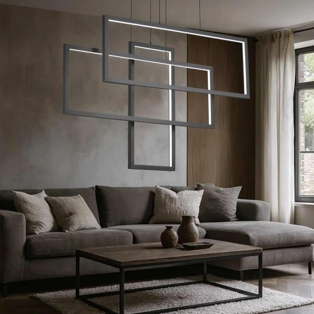 Lampadari Moderni-Ideal Lux Frame sp rettangolo lampadario particolare led 93w 3000k nero
