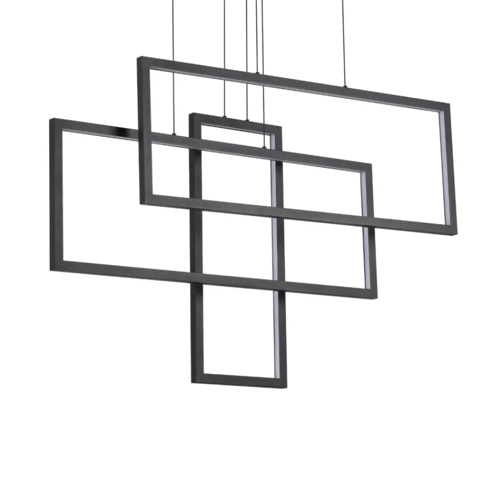 Lampadari Moderni-Ideal Lux Frame sp rettangolo lampadario particolare led 93w 3000k nero