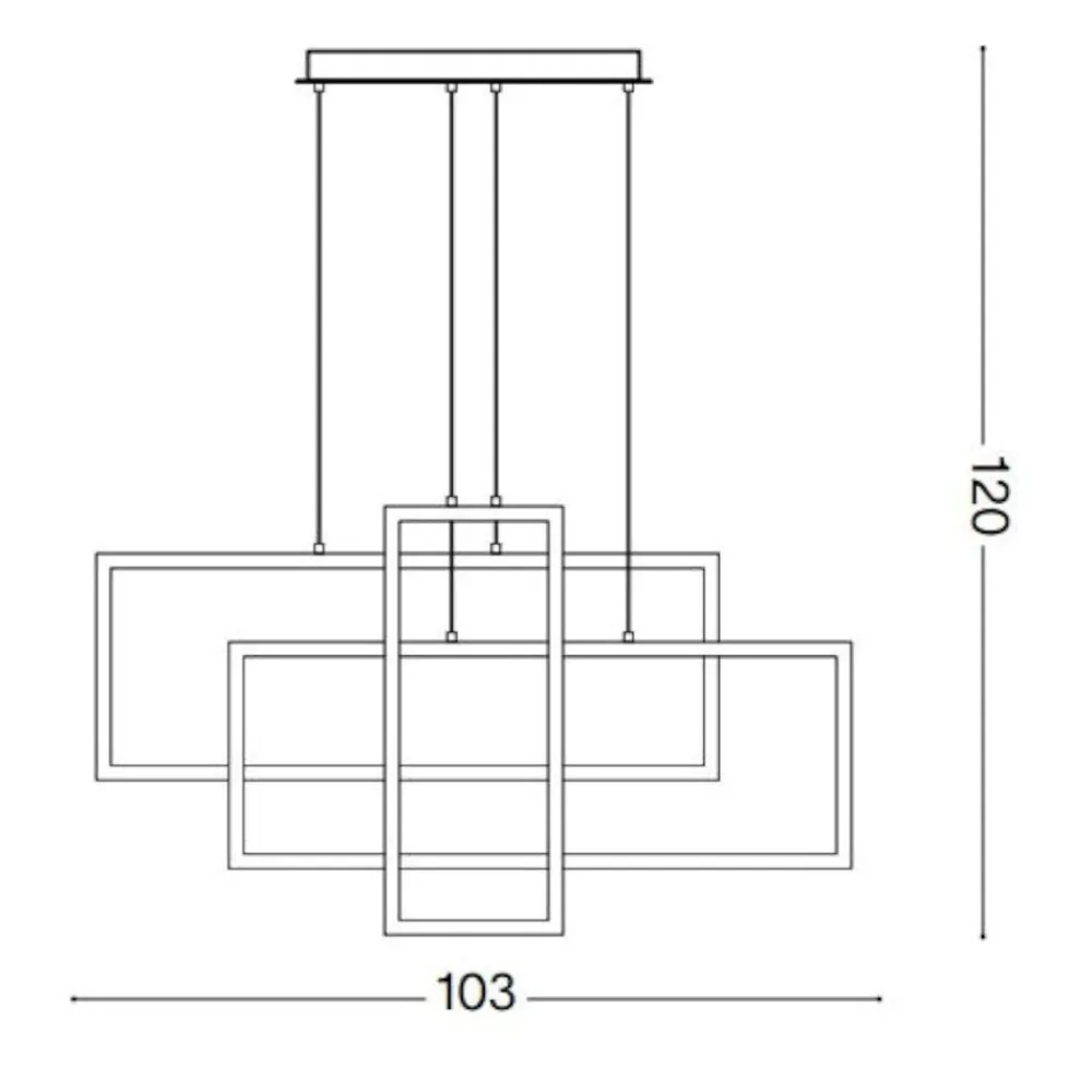 Lampadari Moderni-Ideal Lux Frame sp rettangolo lampadario particolare led 93w 3000k nero