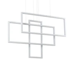 Lampadari Moderni-Ideal Lux Frame sp rettangolo lampadario led 93w 3000k bianco per soggiorno