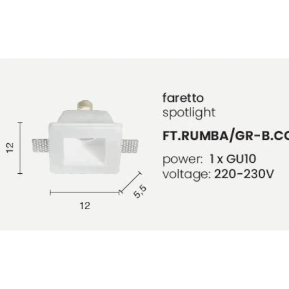 Faretti Da Incasso-Ondaluce Ft rumba faretto da incasso in gesso per soffitto