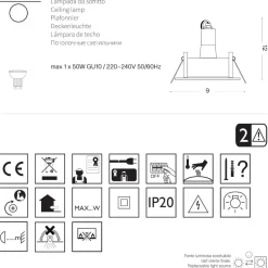 Faretti Da Incasso-Ideal Lux Funky fi alluminio faretto quadrato da incasso per controsoffitto