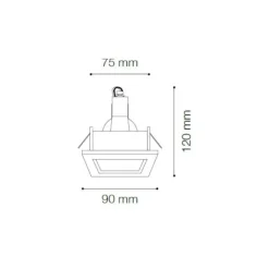Faretti Da Incasso-Ideal Lux Funky fi alluminio faretto quadrato da incasso per controsoffitto