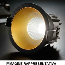 Faretti Da Incasso-Ideal Lux Game trim round bianco oro faretto da incasso soffitto 11w 3000k