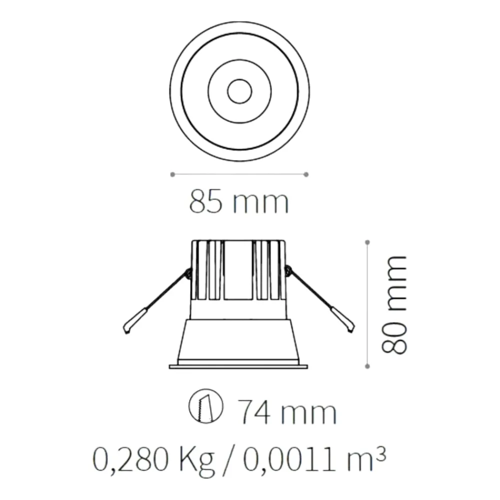 Faretti Da Incasso-Ideal Lux Game trim round faretto led incasso 11w 3000k rotondo nero