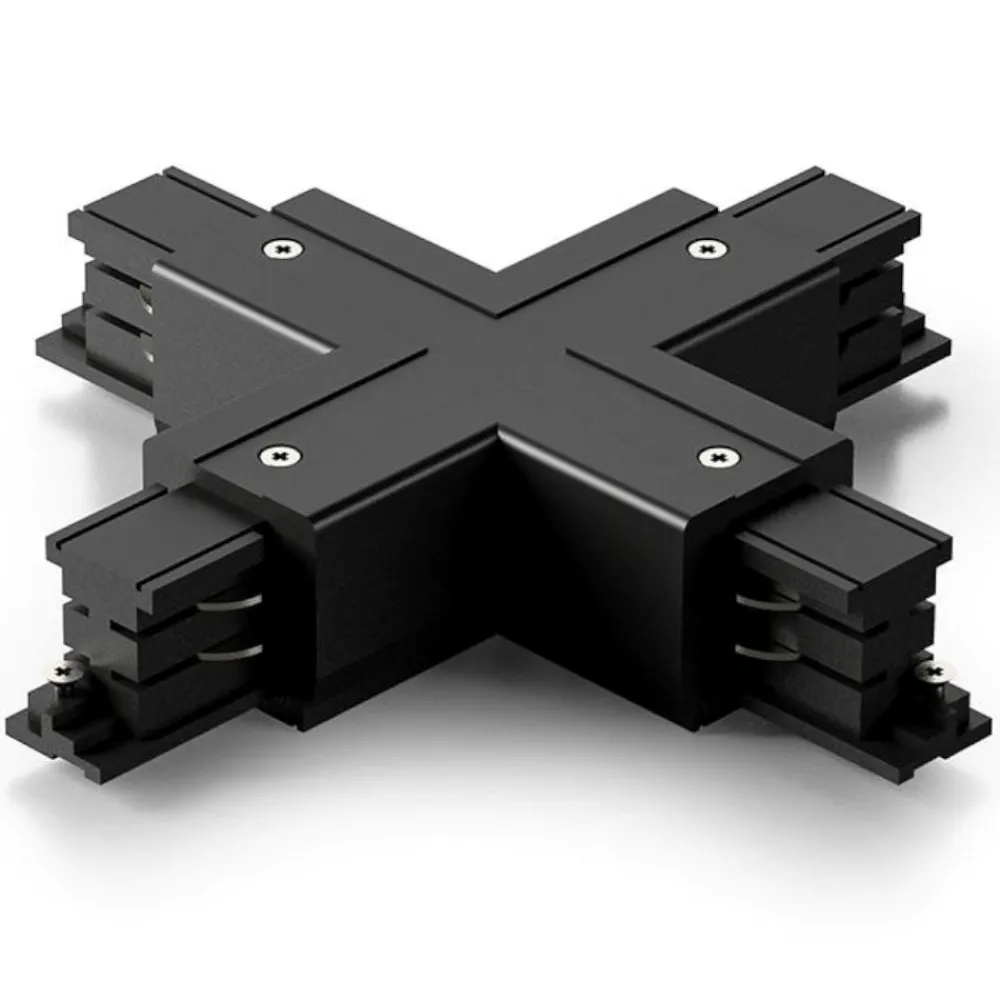 Illuminazione A Binario-Gea Luce accessorio giunto a x per connessione elettrica meccanica binario trifase nero
