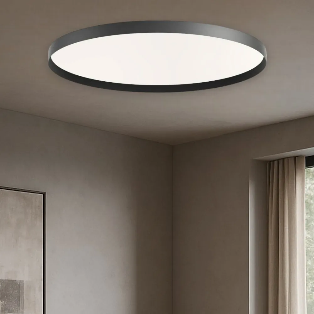Plafoniere Moderne-Gea Luce acelia plafoniera moderna led 50w da 3000k a 4000k nera tonda