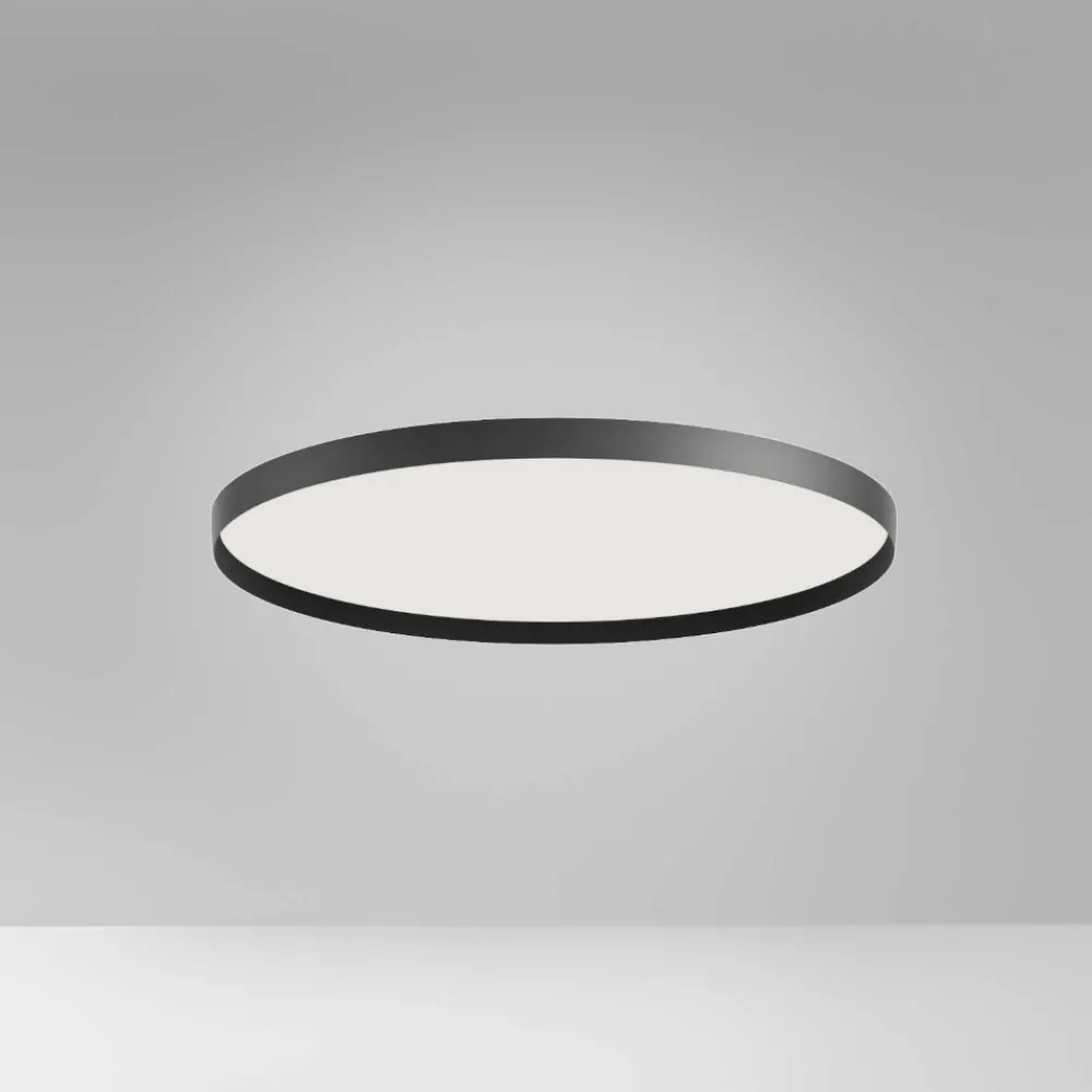 Plafoniere Moderne-Gea Luce acelia plafoniera moderna led 50w da 3000k a 4000k nera tonda