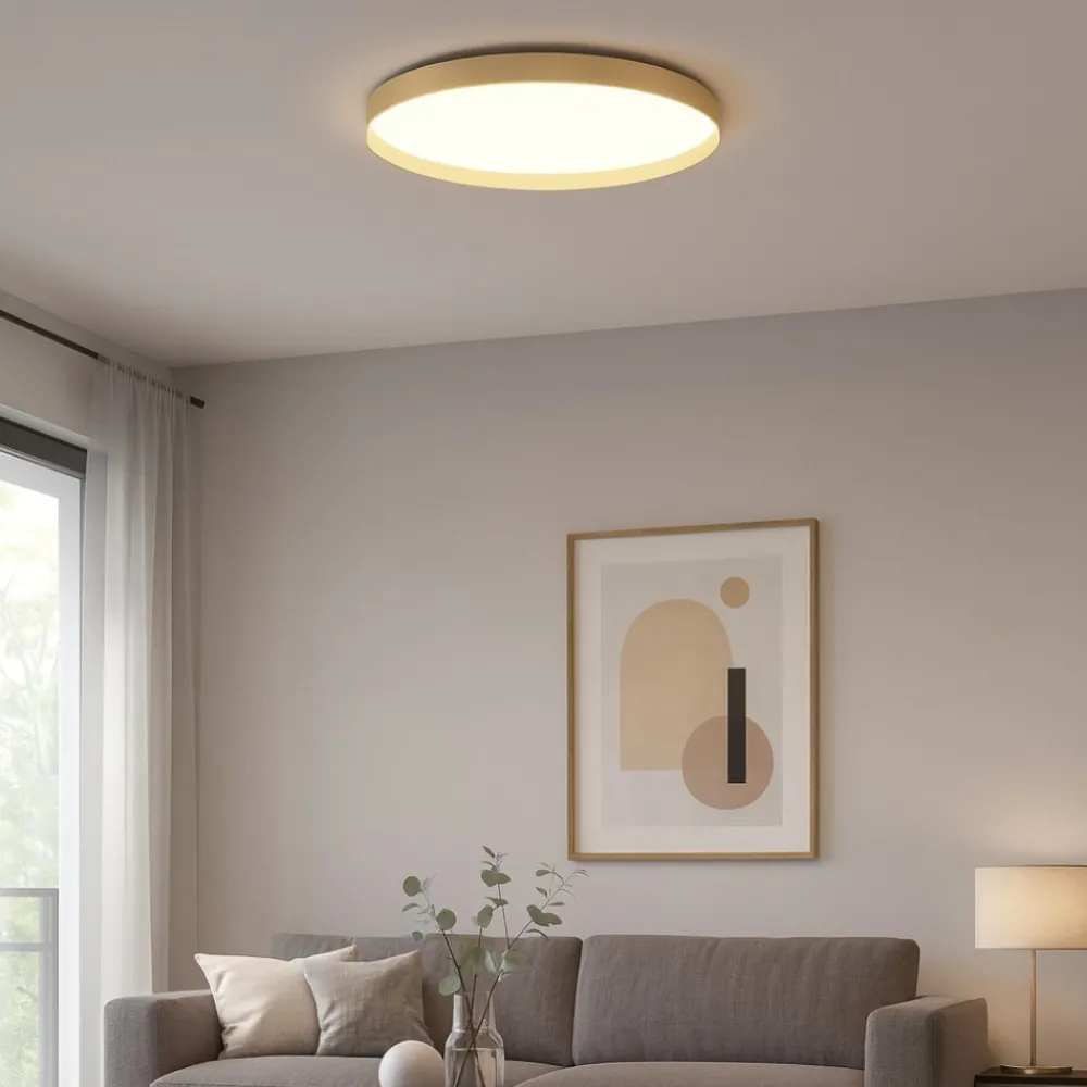Plafoniere Moderne-Gea Luce acelia plafoniera moderna led 40w da 3000k a 4000k colore oro
