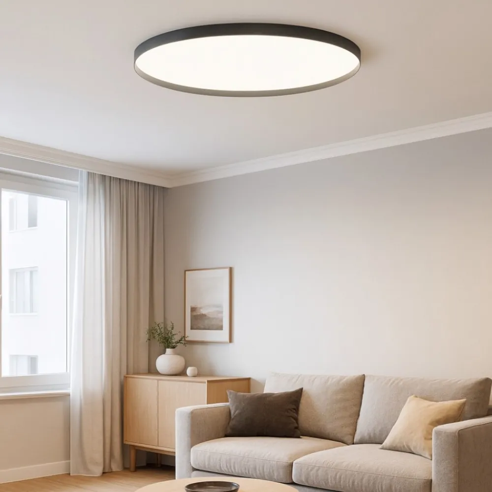 Plafoniere Moderne-Gea Luce acelia plafoniera moderna led 76w da 3000k a 4000k nera sottile