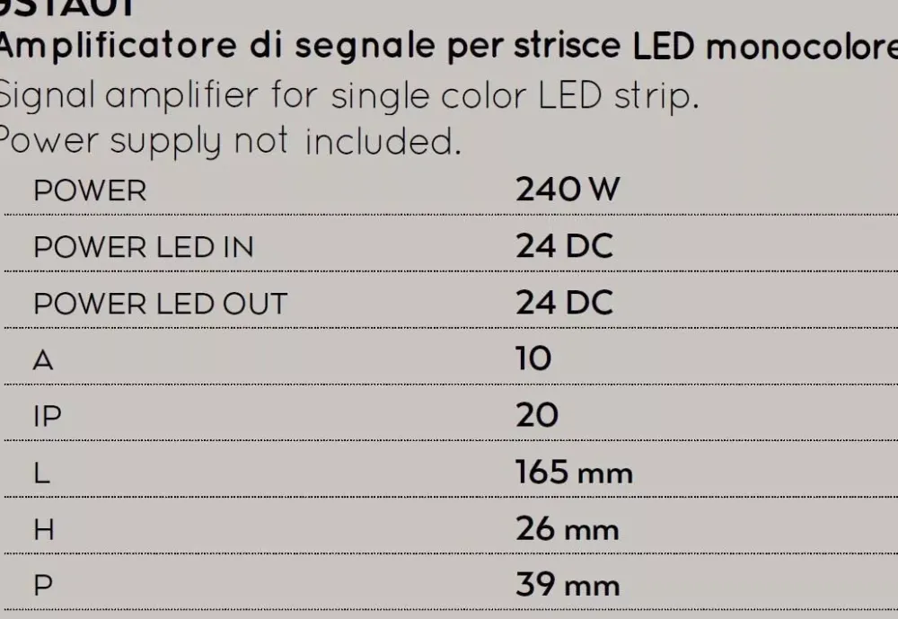 Strisce Led-Gea Luce amplificatore di segnale per strisce led monocolore