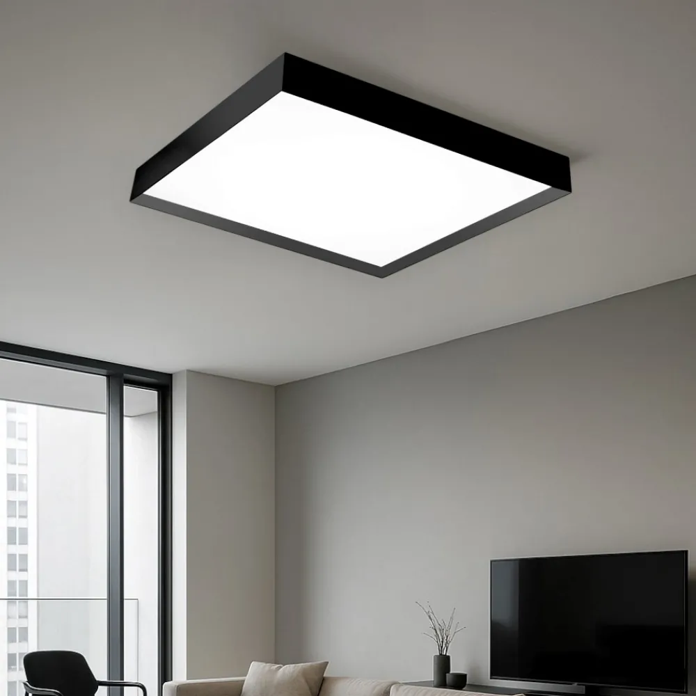 Plafoniere Moderne-Gea Luce aoi plafoniera moderna led 80w da 3000k a 4000k nera quadrata