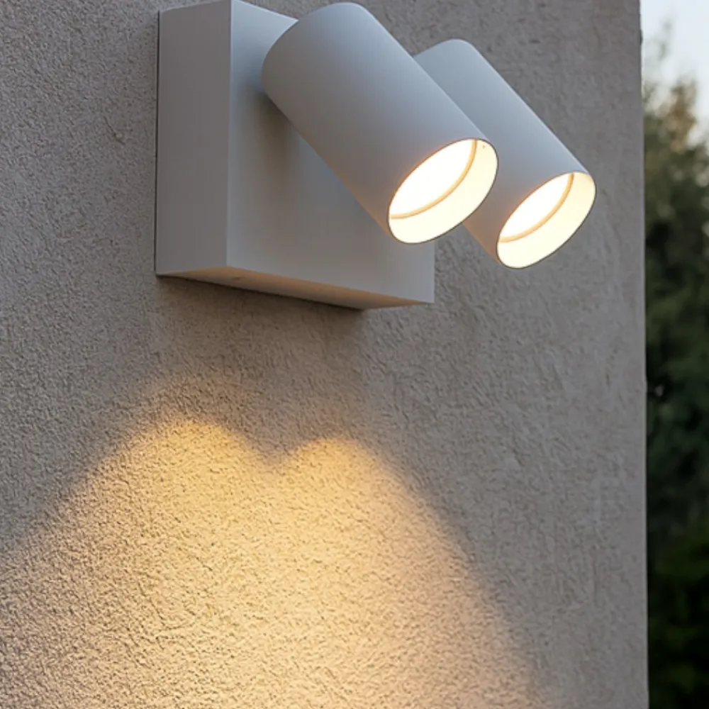 Applique Da Esterno-Gea Luce applique per esterno due luci orientabili ip65 bianca led cct