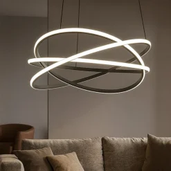 Lampadari Moderni-Gea Luce atia lampadario moderno led 100w 3000k nero per soggiorno
