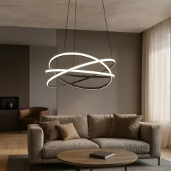 Lampadari Moderni-Gea Luce atia lampadario moderno led 100w 3000k nero per soggiorno