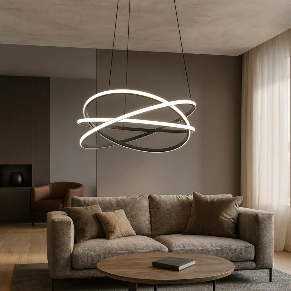 Lampadari Moderni-Gea Luce atia lampadario moderno led 100w 3000k nero per soggiorno