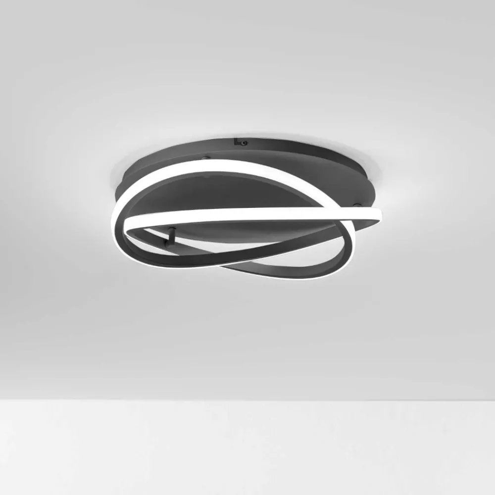 Plafoniere Moderne-Gea Luce atia plafoniera moderna led 40w 3000k nera design originale