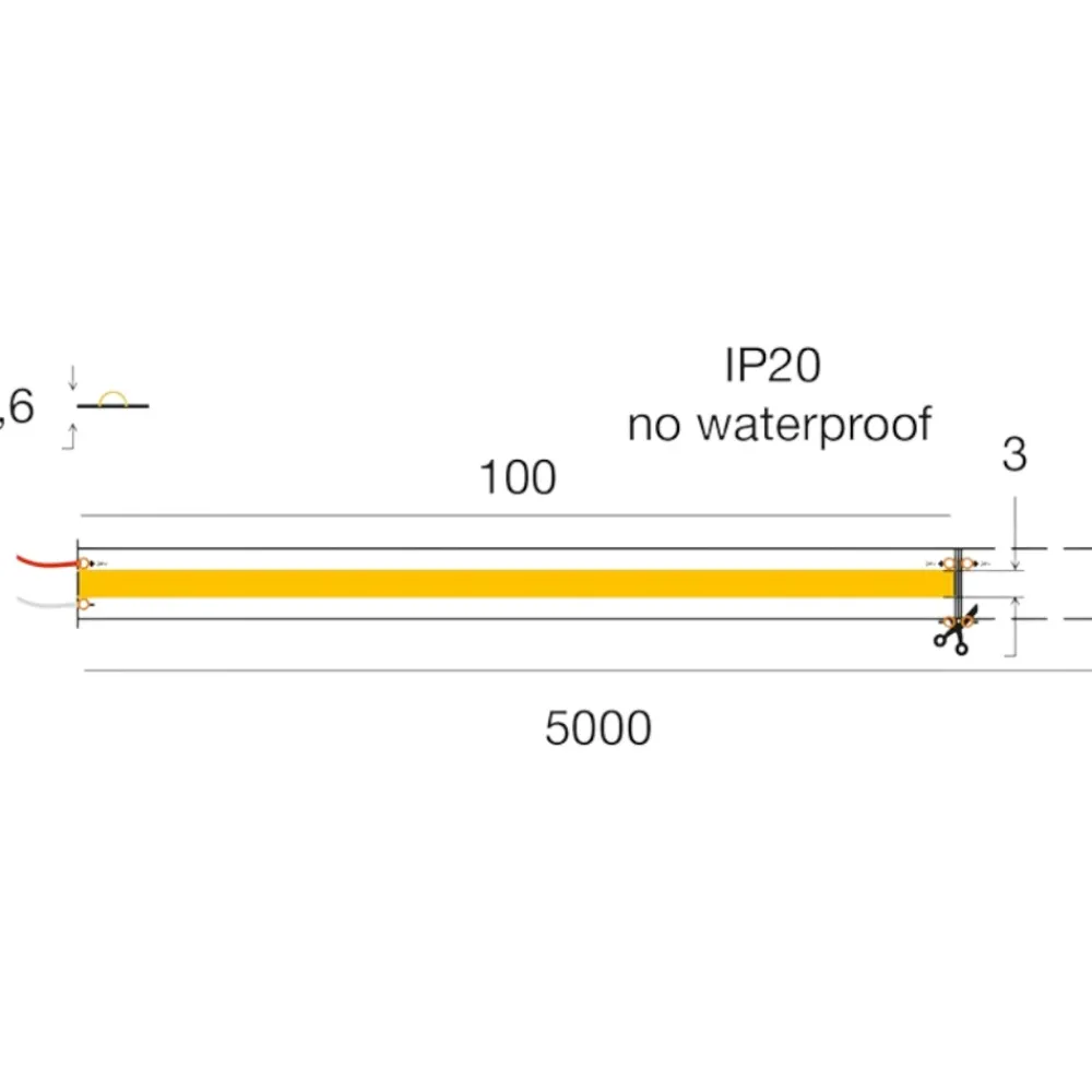 Strisce Led-Gea Luce bobina 5 mt striscia led cob 24vdc 8w-mt 3000k