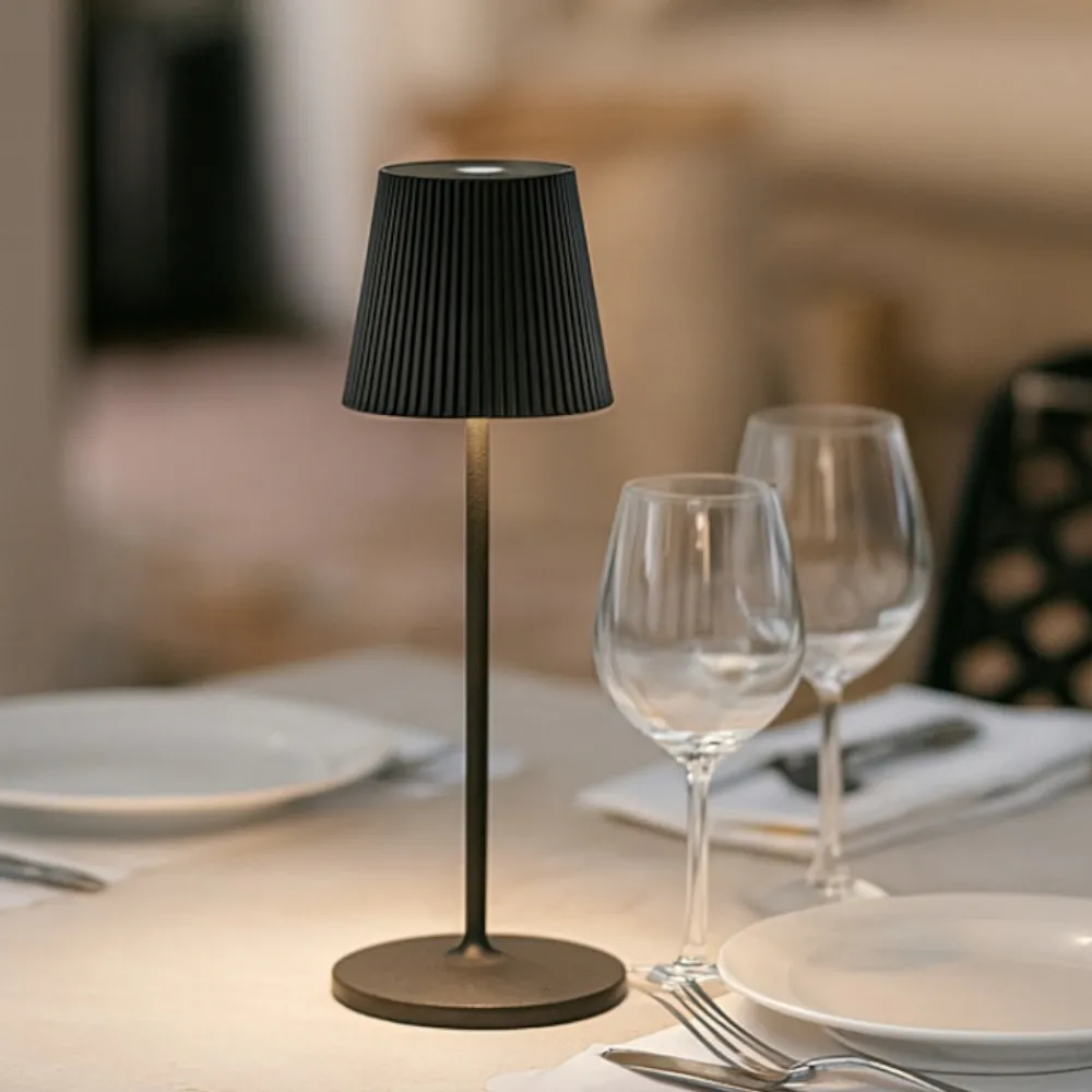 Lampade Da Tavolino Esterno-Gea Luce brillia lampada da tavolo led 3w 3000k ip54 nera ricaricabile