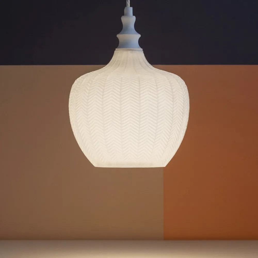 Lampade A Sospensione-Gea Luce cleofe lampada a sospensione da cucina vetro decorato bianco