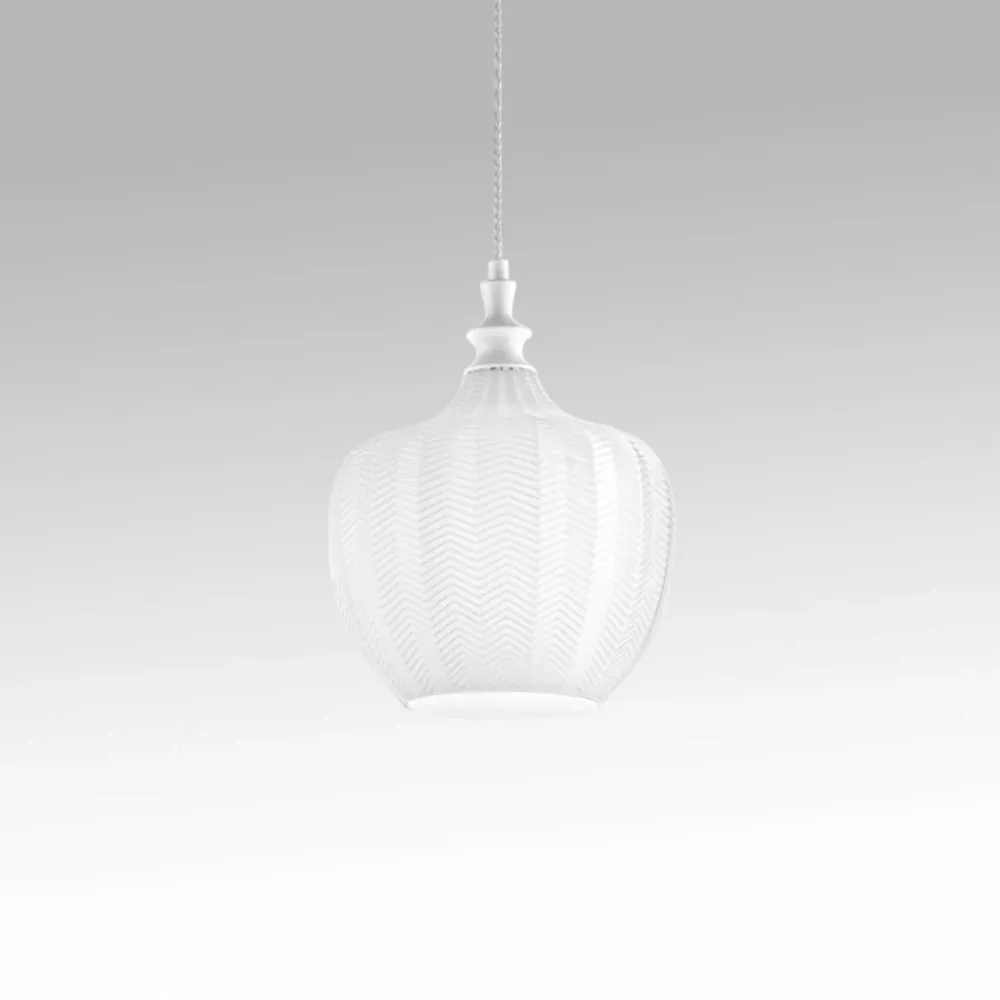 Lampade A Sospensione-Gea Luce cleofe lampada a sospensione da cucina vetro decorato bianco