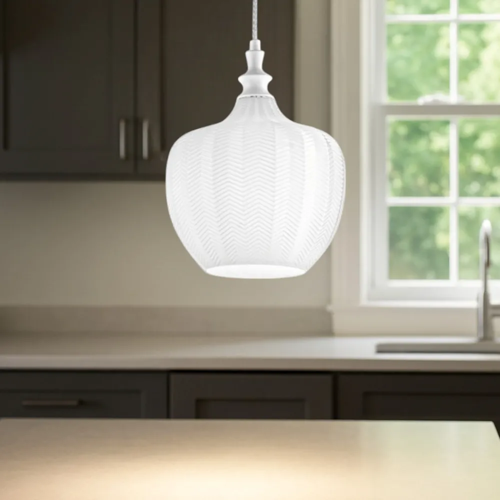 Lampade A Sospensione-Gea Luce cleofe lampada a sospensione da cucina vetro decorato bianco