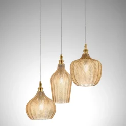 Lampadari Cucina-Gea Luce cleofe lampadario cucina in vetro 3 luci