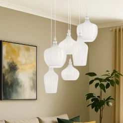 Lampadari Moderni-Gea Luce cleofe lampadario moderno bianco in vetro