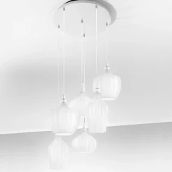 Lampadari Moderni-Gea Luce cleofe lampadario moderno bianco in vetro