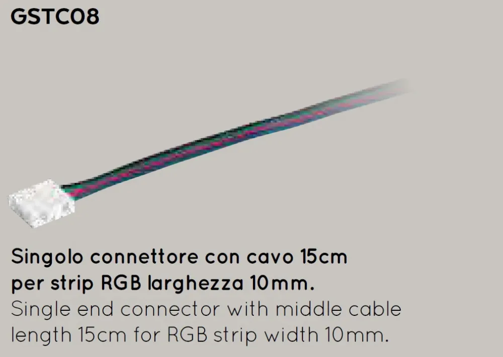 Strisce Led-Gea Luce confezione 10 pz connettore con cavo 15cm per strip led rgb 10mm