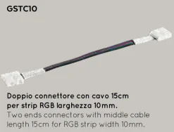 Strisce Led-Gea Luce confezione 10 pz doppio connettore con cavo 15cm per striscia led rgb 10mm