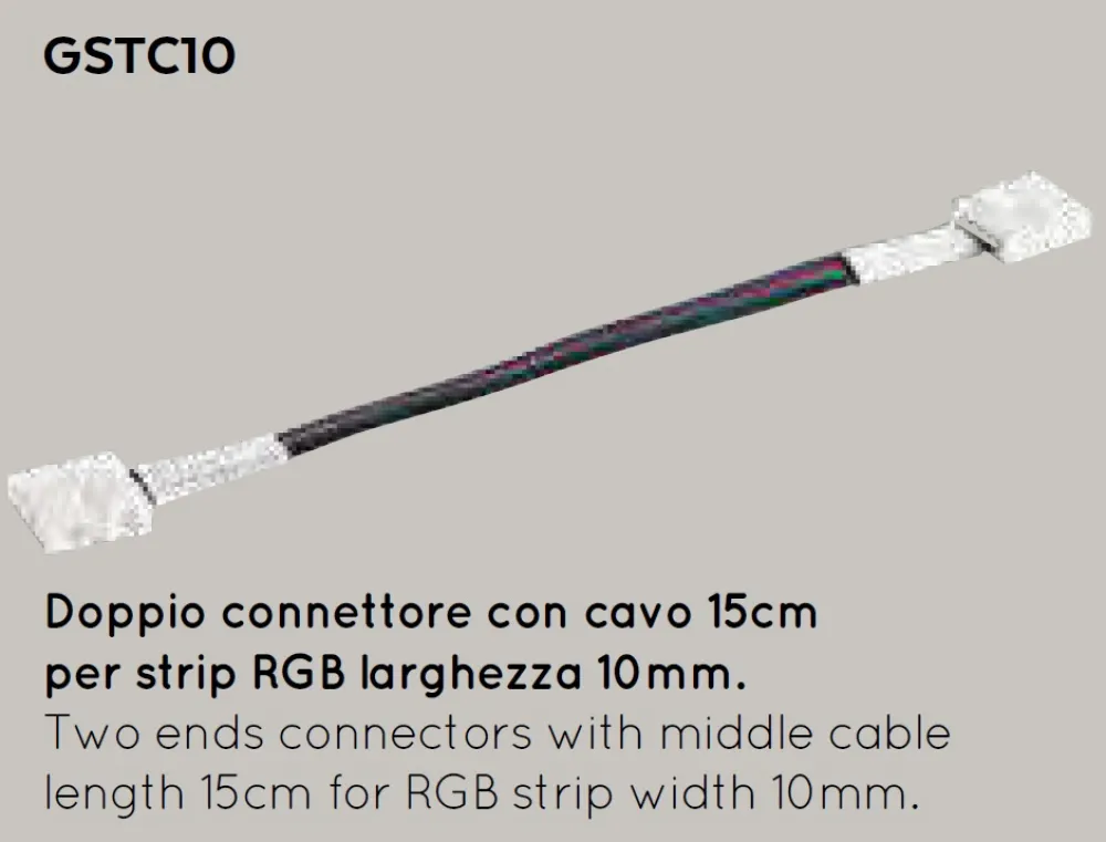 Strisce Led-Gea Luce confezione 10 pz doppio connettore con cavo 15cm per striscia led rgb 10mm