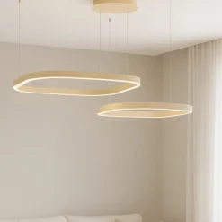Lampadari Moderni-Gea Luce criseide lampadario doppio diffusore led 3000k sabbia per soggiorno