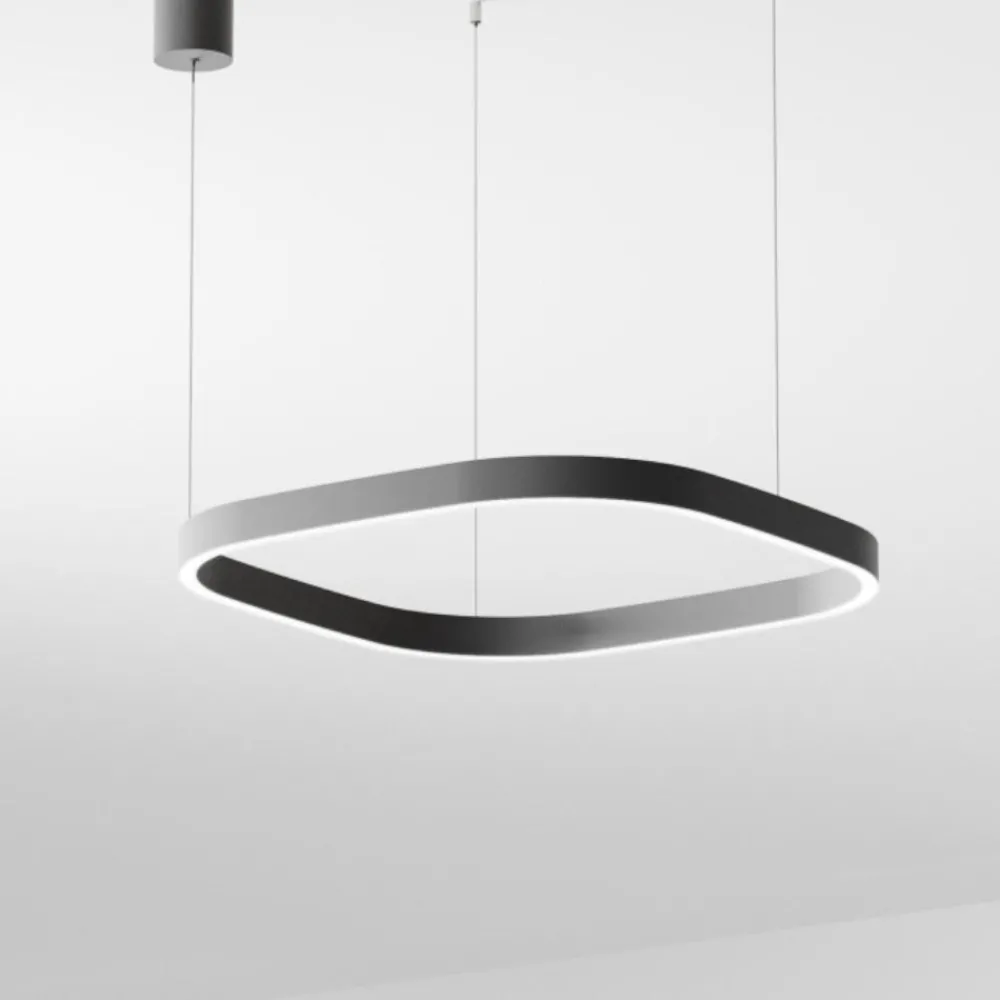 Lampadari Moderni-Gea Luce criseide lampadario quadrato led 60w 3000k nero per soggiorno