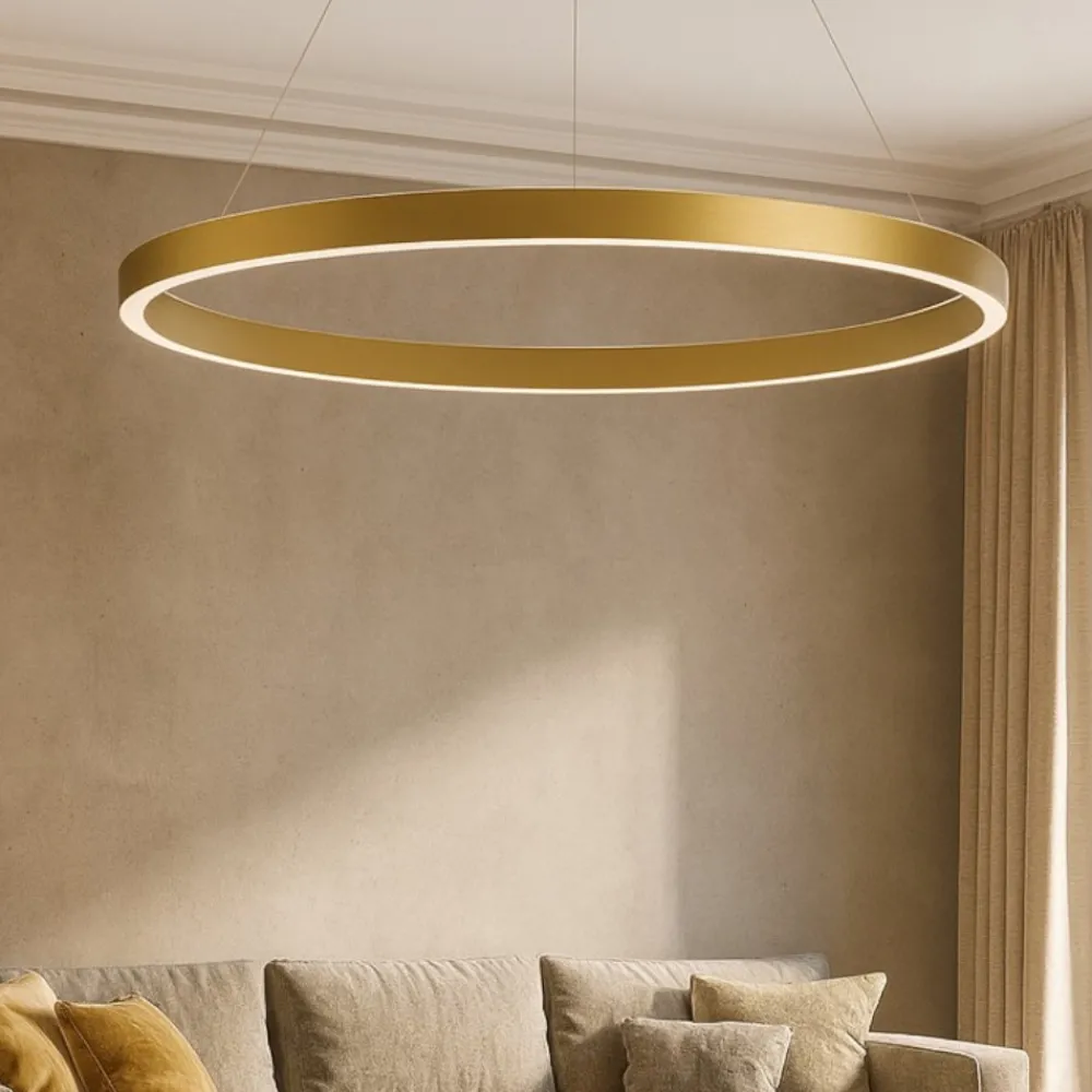 Lampadari Moderni-Gea Luce criseide lampadario moderno led 100w 3000k ad anello colore oro