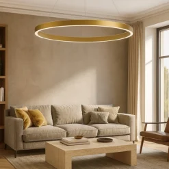 Lampadari Moderni-Gea Luce criseide lampadario moderno led 100w 3000k ad anello colore oro