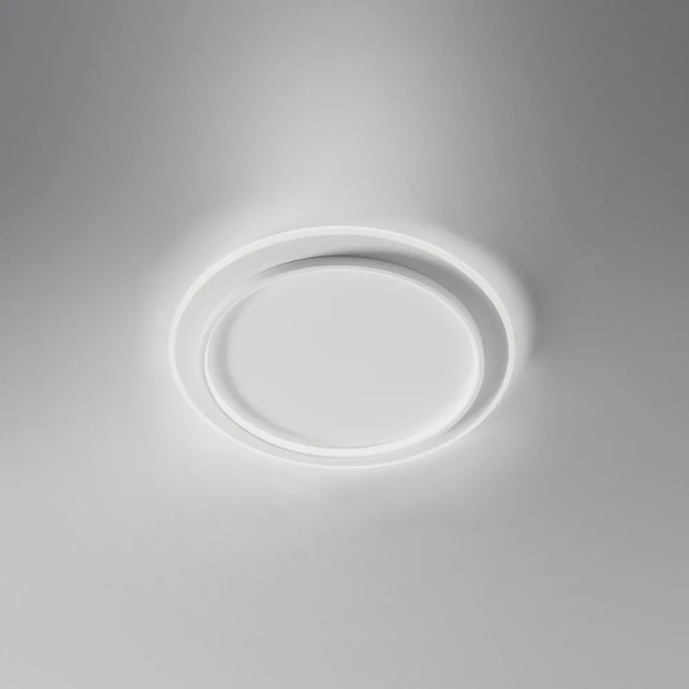 Plafoniere Moderne-Gea Luce dharma plafoniera moderna led 40w 3000k bianca doppio cerchio